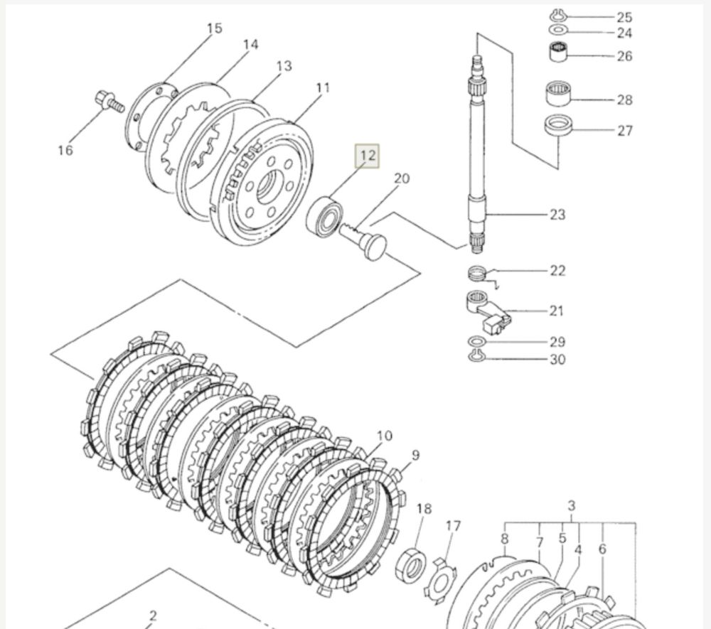 Подшипник корзины сцепления наружный , Новый, YAMAHA original