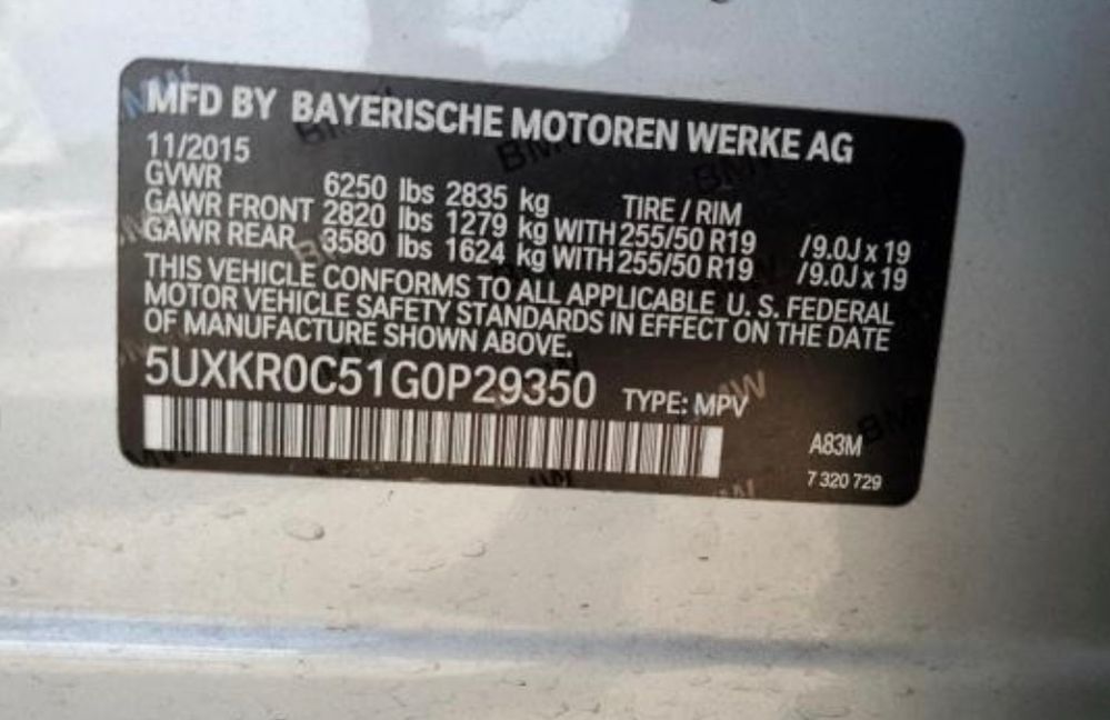 2016 BMW X5 XDRIVE35I $19980 в дорозі