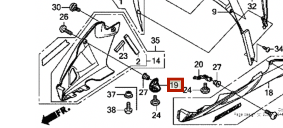 Кронштейн пластика низ. R CBR1000RR SC59, Новый, HONDA original