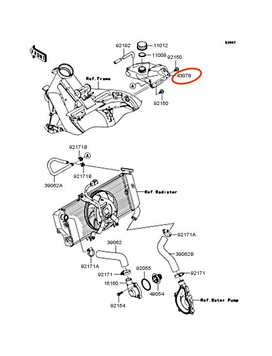 Бачек расширительный Kawasaki ER400  ER6-4N  11-12 / ER650 ER-6N 09-11, Новый, KAWASAKI original