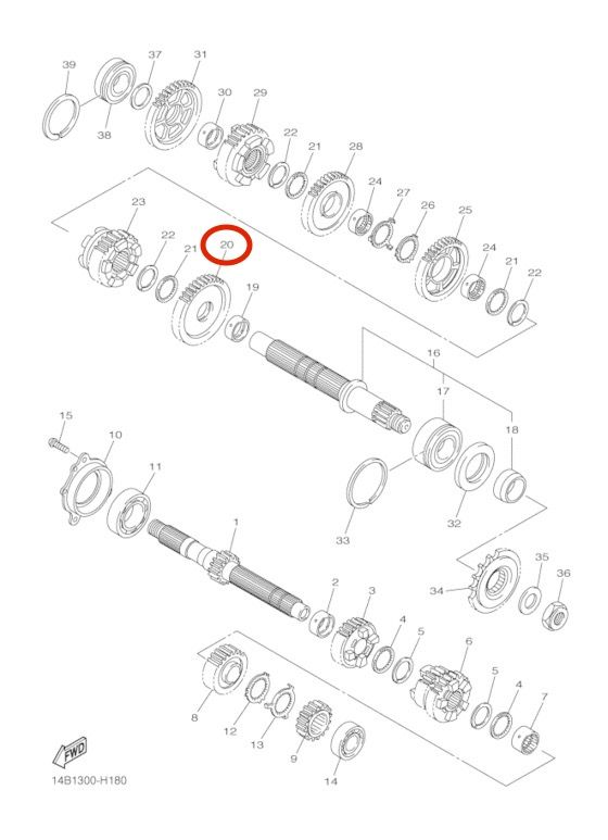 Шестреня Gear, 2Nd Wheel (33T) YAMAHA R1  09-, Новый, YAMAHA original