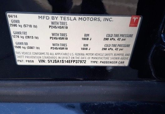 2014 TESLA MODEL S